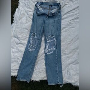 American eagle highest rise straight leg jeans ripped